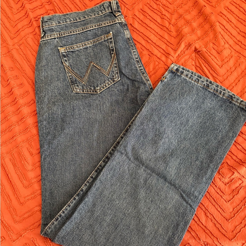 Wrangler Classic Blue Jeans with Orange Lining
